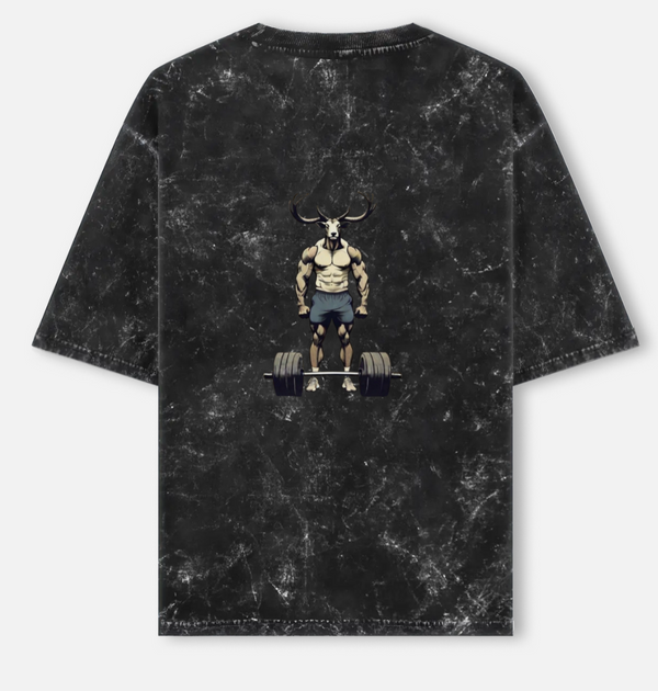 YUNGLAD Ghost Print Oversized T-Shirt