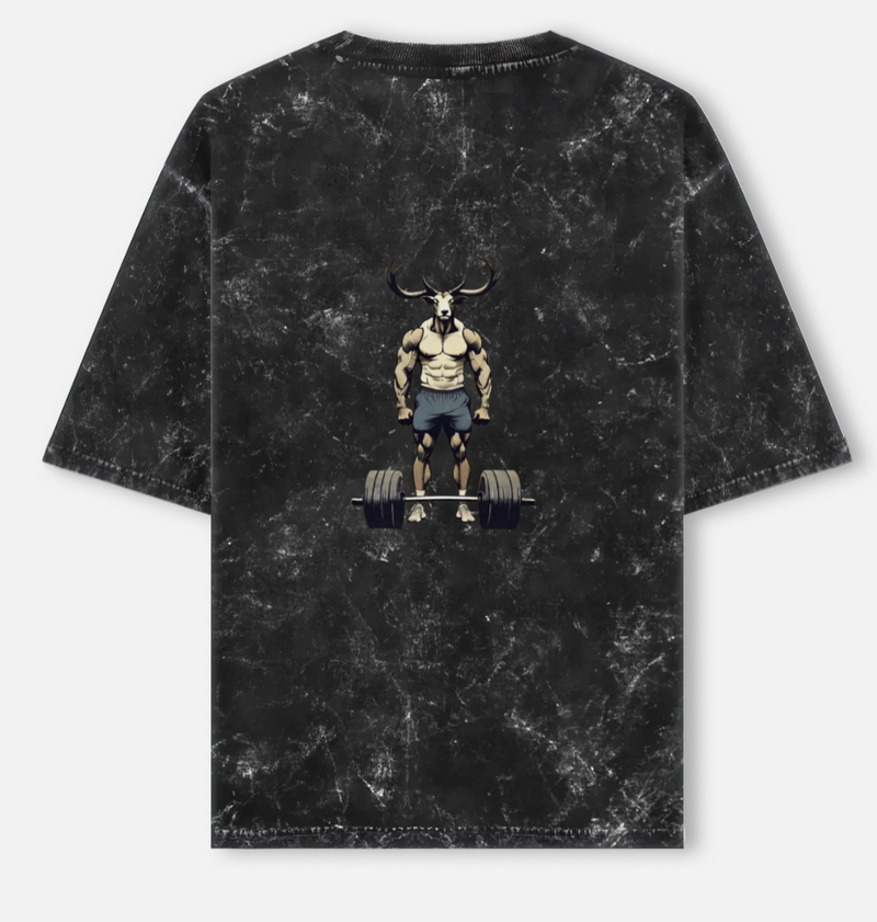 YUNGLAD Ghost Print Oversized T-Shirt
